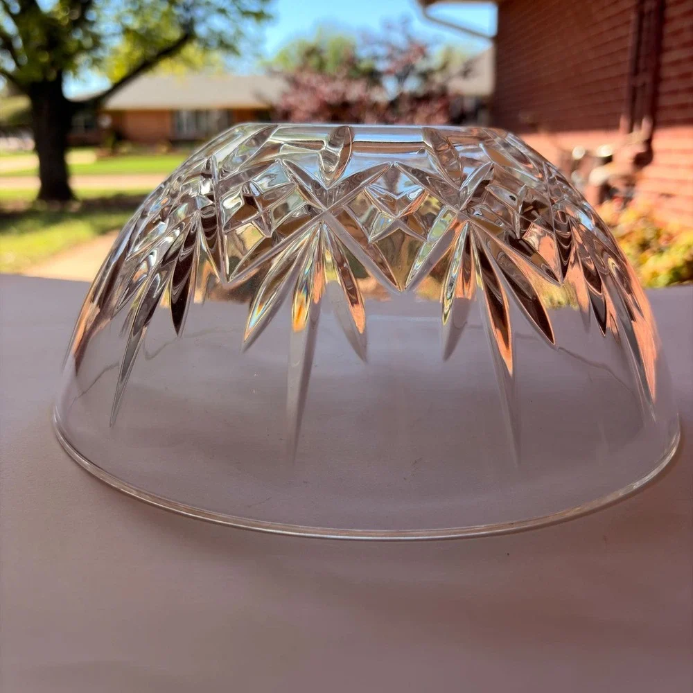 Vintage Lead‎ Crystal Pineapple Pattern Bowl Scalloped Edge Cut Glass Fruit Dish